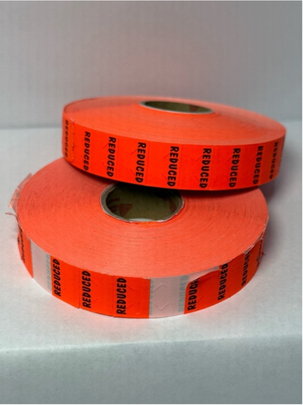 Vintage Fluorescent Orange “REDUCED” Price Gun Labels Stickers Retail Markdowns